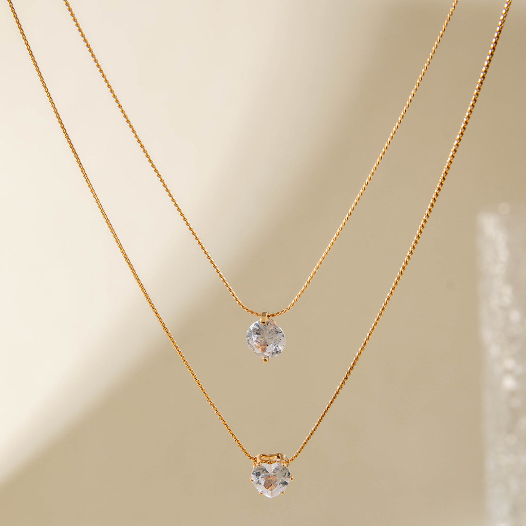 European and American Ornament Fashionable and Simple Diamond-Encrusted Chain Necklace for Women Creative Water Drop Multi-layer Pendant Collarbone Necklace