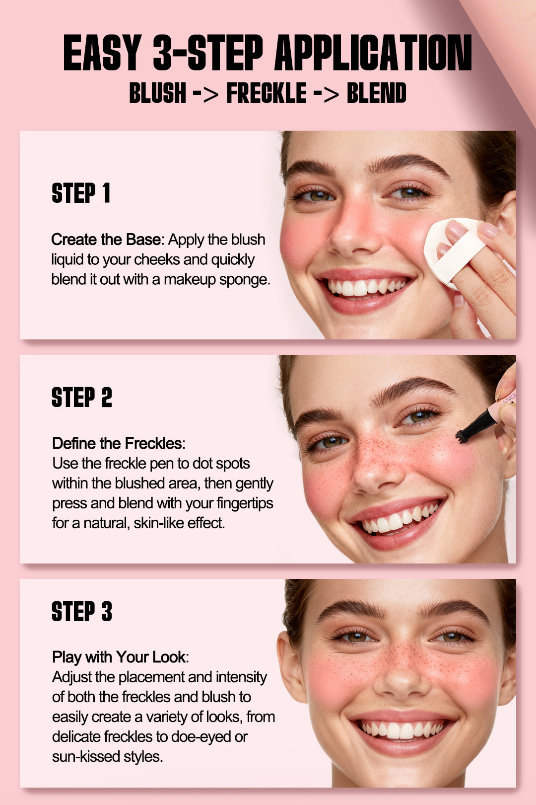 Dual-Head Freckle Pen Blush Liquid Two-in-One Natural Spot Enhancer Waterproof Long-Lasting Mole Spot Pen