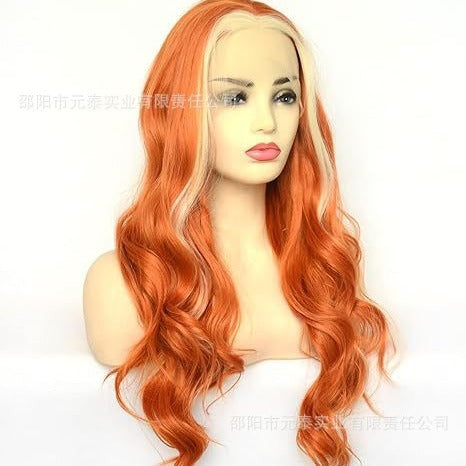 Synthetic Lace Front Wig Orange with Blonde Highlight wigs