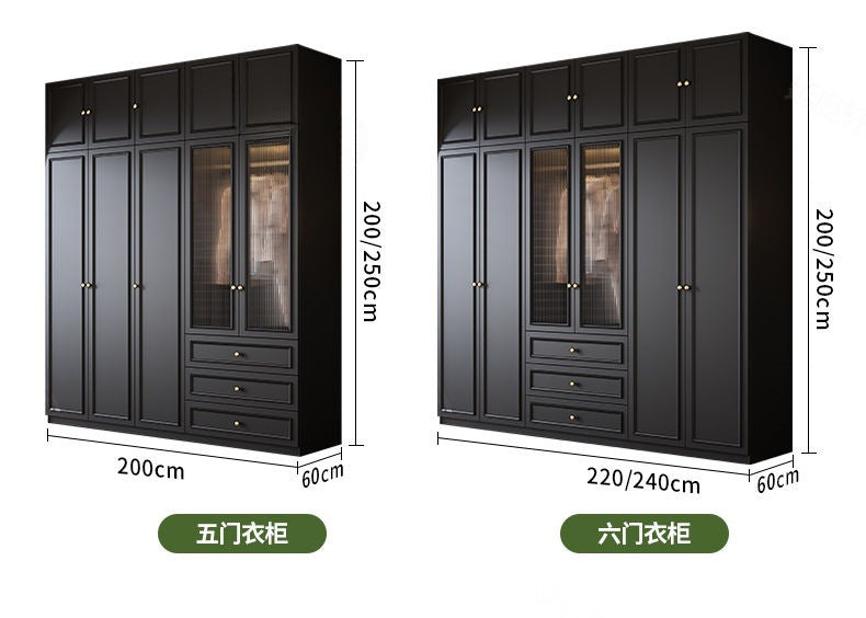 Vintage Style Wardrobe Black Cabinet Wardrobe for Home Bedroom Small Apartment Modern Simple Side Cabinet Top Cabinet Furniture Wardrobe