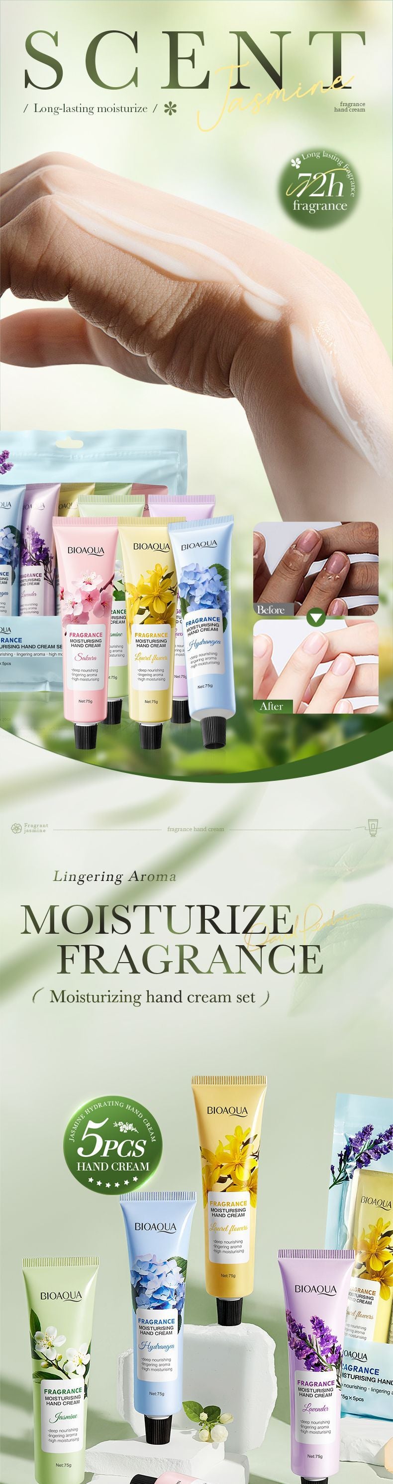 Full English Fragrance Moisturizing Hand Cream Set BIOAOUA Autumn and winter moisturizing hand cream  foreign trade wholesale