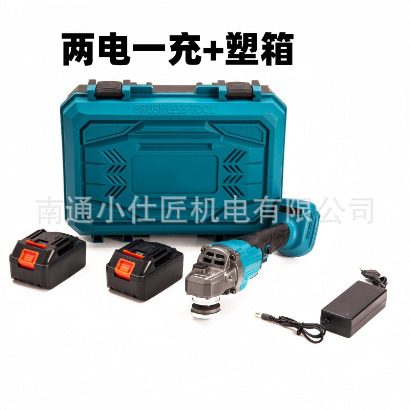 Lithium Battery Tool Brushless Angle Grinder Two Batteries One Charger High Power Cordless Angle Grinder Cross-Border Export Model