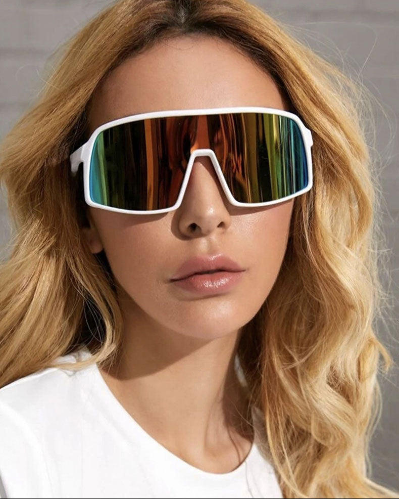 Polarized Sports Sunglasses for Women, European and American Fashion, Windproof Outdoor Cycling Sunglasses, Integrated Colorful Men's Trendy Fishing Glasses