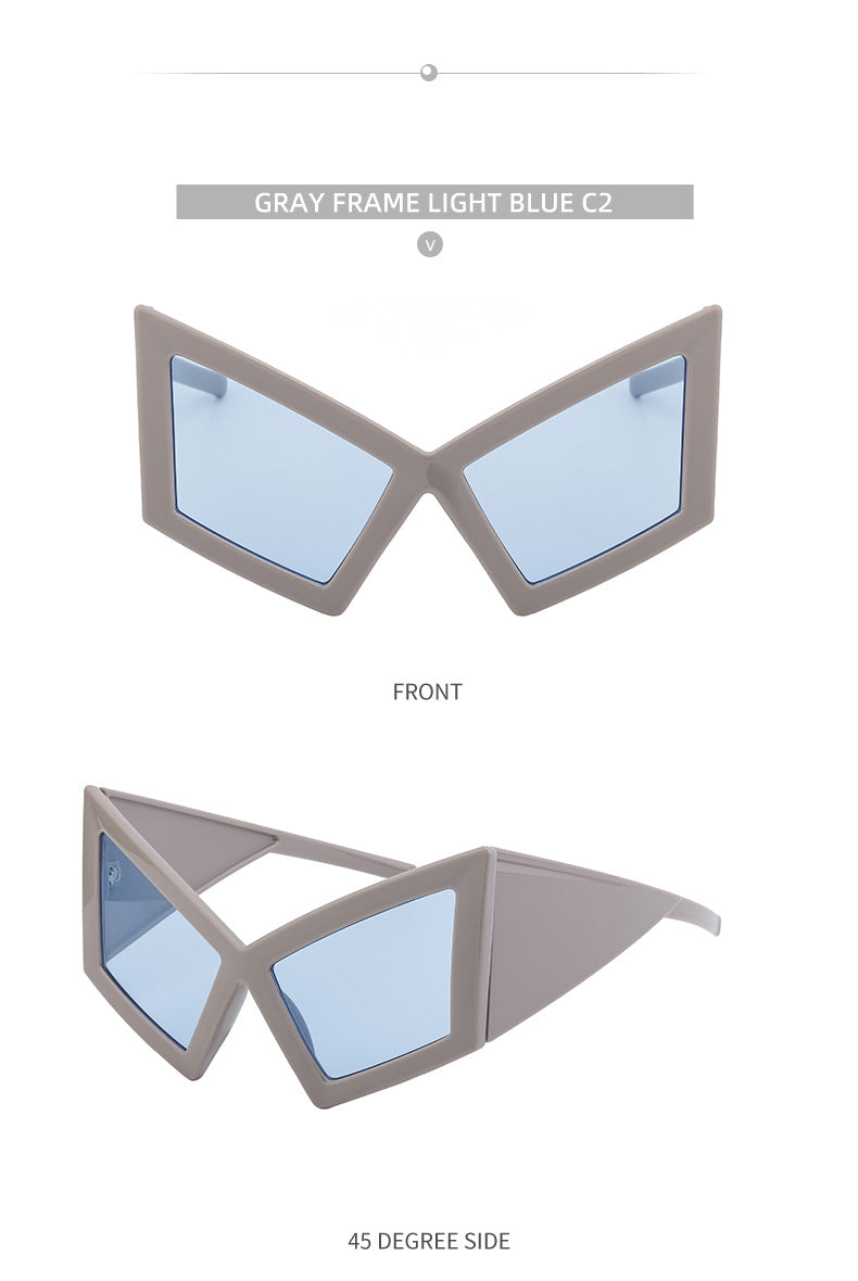 New arrivalStylish large frame cat eye sunglasses European and American Style Personality Hip-Hop Internet Celebrity Beach Party Sunglasses