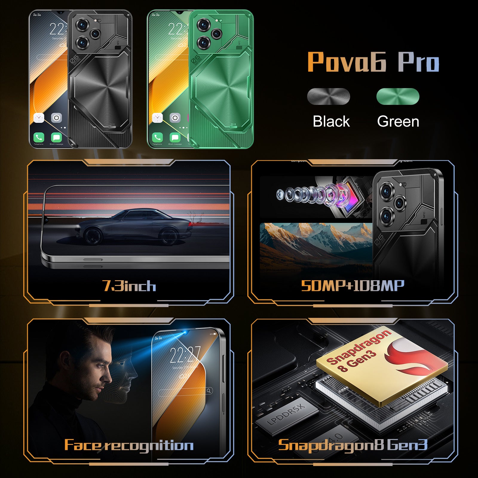 New In-Stock Mobile Phones Pova6 Pro Android Large Screen16+1T smartphone factory price(Popular)