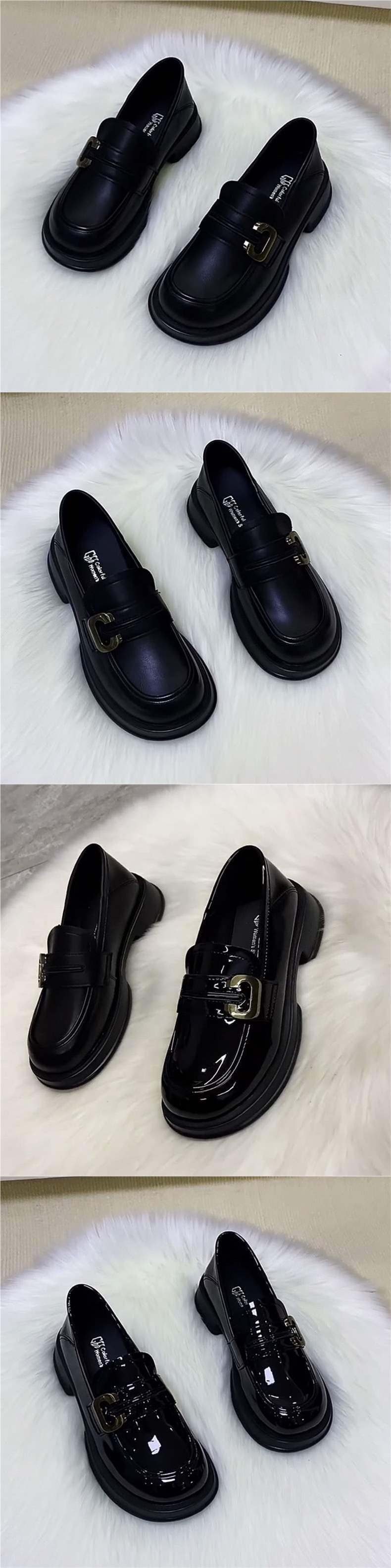 British Style Small Leather Shoes French Retro Thick-Soled Shoes Low Heel Black Loafers2025Spring and Autumn Single Shoes Uniform Shoes for Women