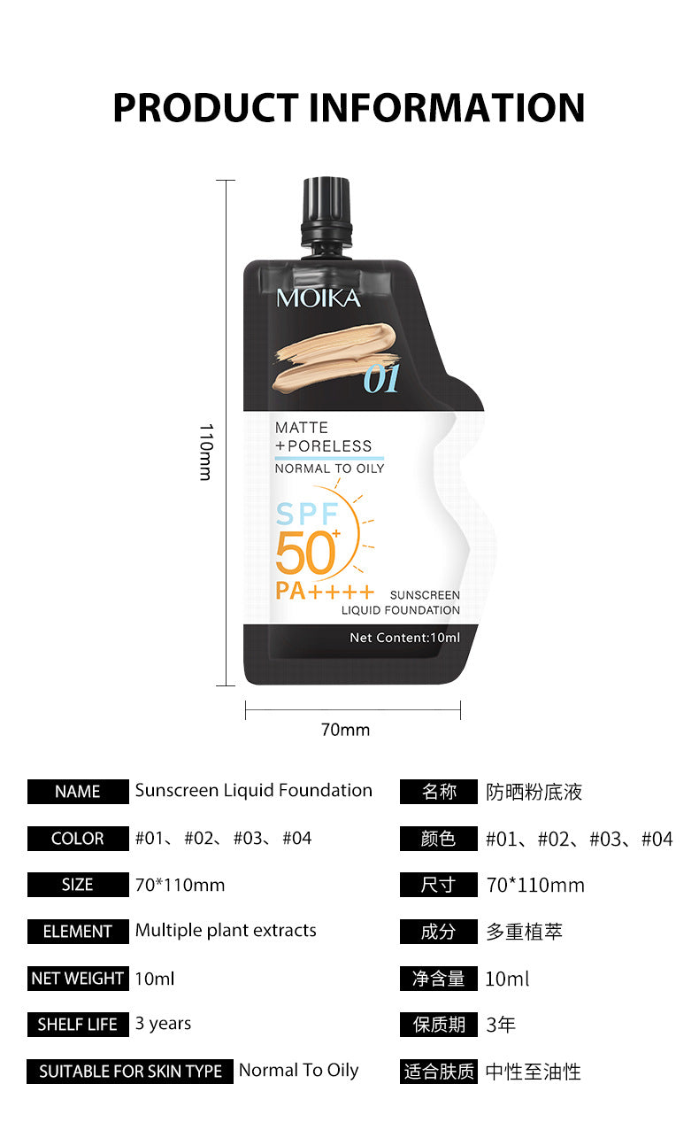 Full Moisture Sunscreen Foundation Oil Control Non-Cakey Concealer Primer for Dry Skin Non-Caking