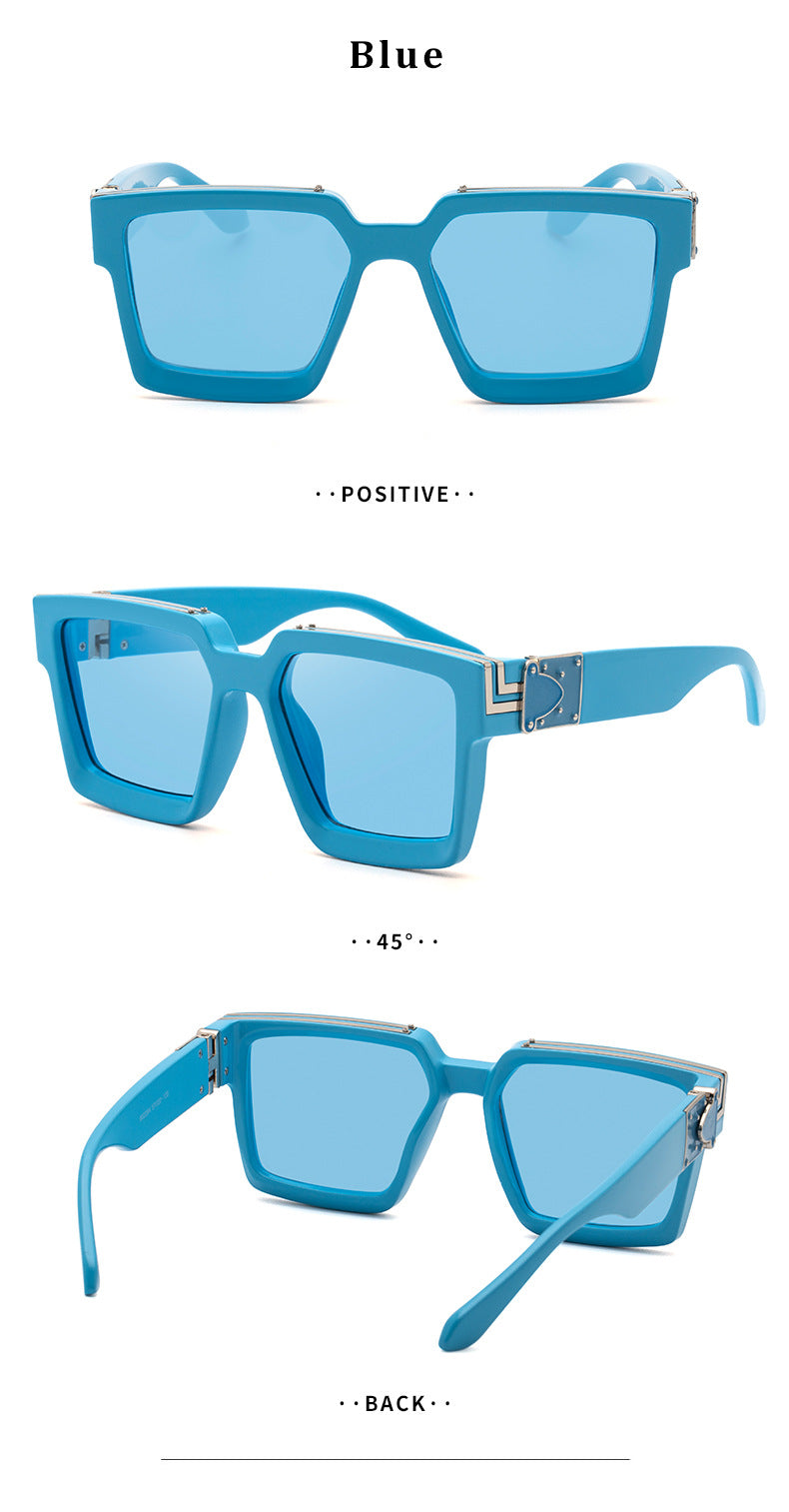 millionaire Large Square Frame Sunglasses for Women, Internet Celebrity Style, 0k Rich Driving Sun Protection Sunglasses for Men86229