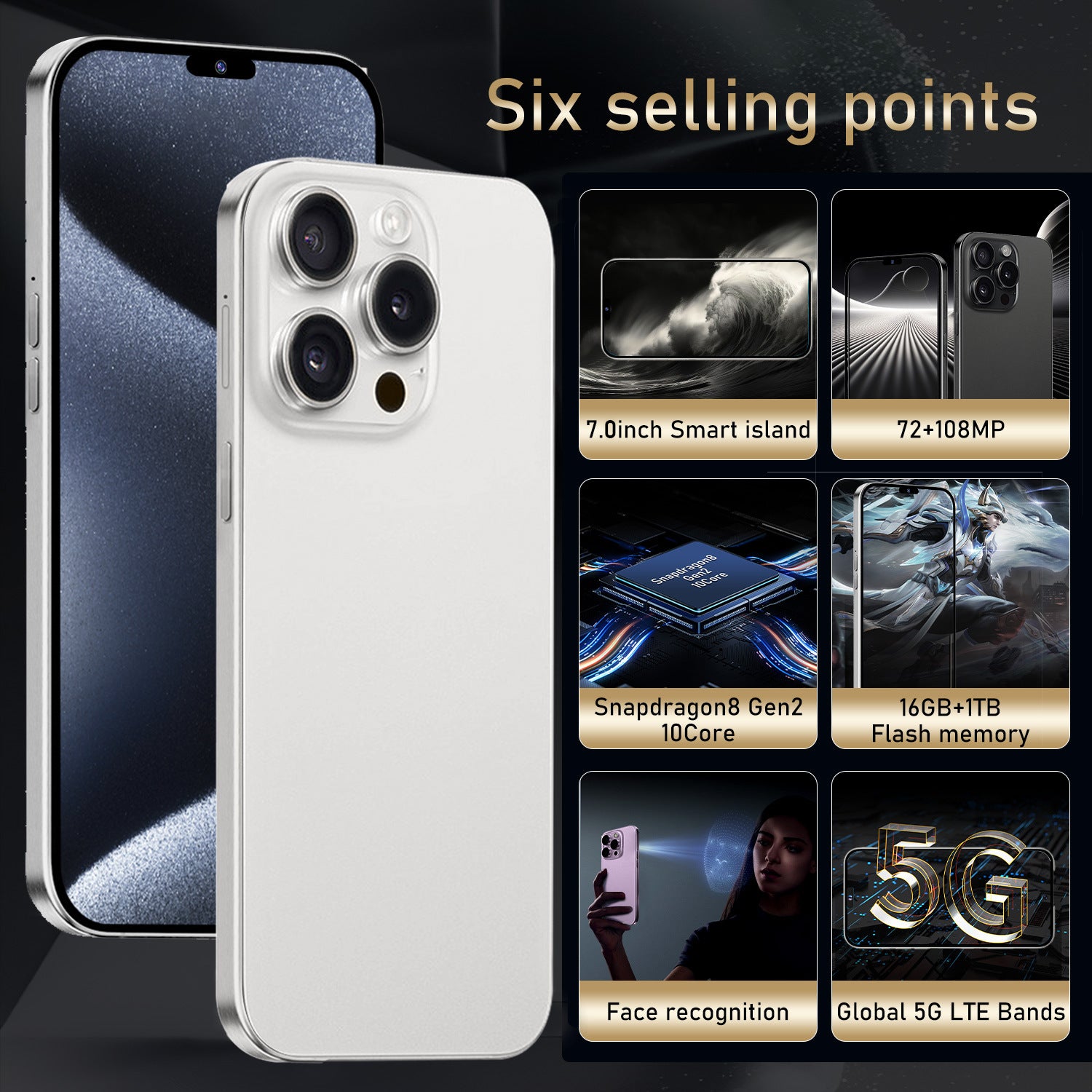 New model exclusive i15 Pro Max Intelligence5G Mobile Phone16+1T Android Phone Factory Price