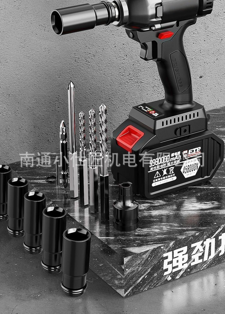 Cross-Border Foreign Trade Rechargeable Lithium Battery Wrench Household High Torque Auto Repair Air Gun Woodworking Framing Impact Wrench