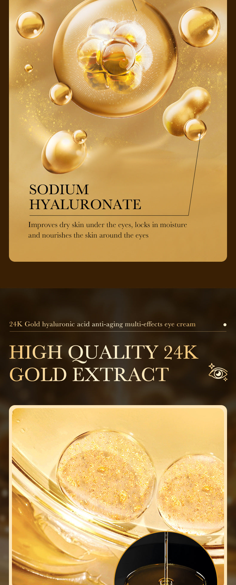 24K Gold Eye Cream ZOZU Hyaluronic Acid Improves Dark Circles and Eye Wrinkles  Wholesale