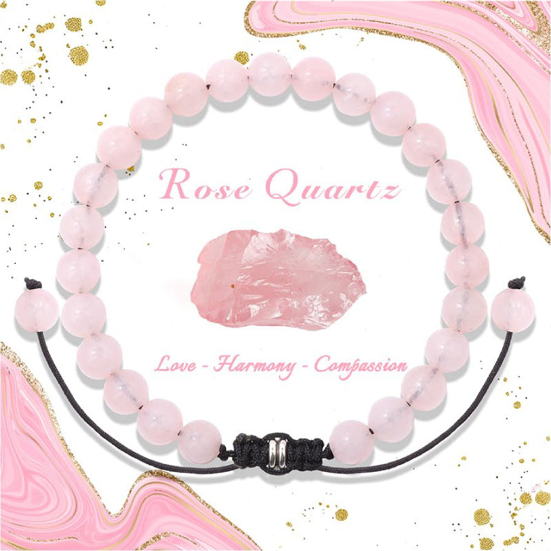 Natural Stone Crystal Beaded Bracelet4/6/8mm Chalcedony Turquoise Stretch Bracelet Lapis Tiger Eye Braided Bracelet