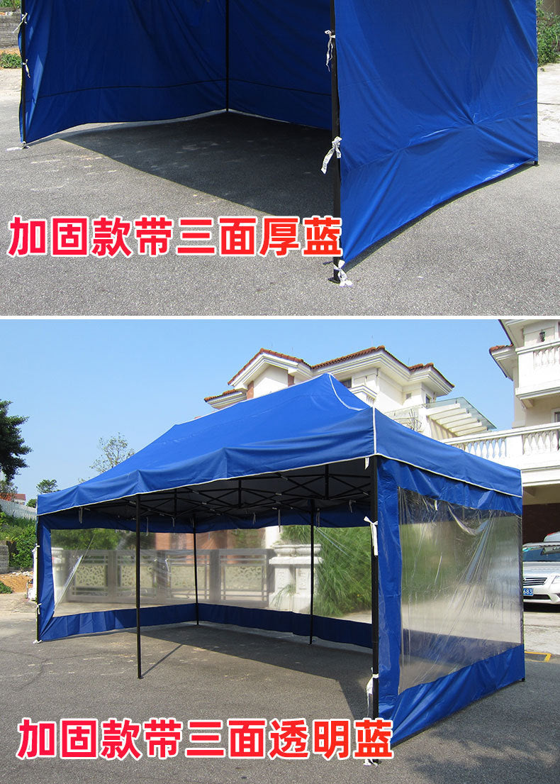 Night Market Stall Tent with Enclosure Transparent Four-Sided Windproof Rainproof Foldable Enclosure Four-Leg Umbrella Canopy Sunshade