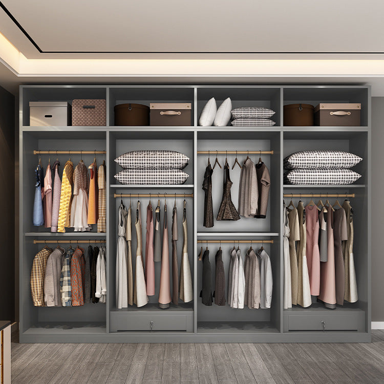 Light Luxury Glass Door Wardrobe Modern Home Bedroom Cloakroom Custom Processing Assembly Wardrobe Storage Large Wardrobe