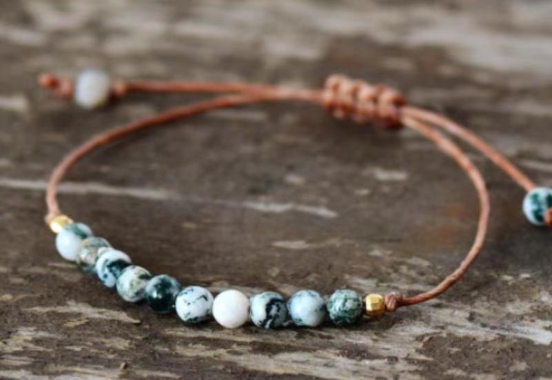 Tiger Eye Elastic Bracelet Adjustable Colorful Beaded Handmade Wrapped Bracelet Volcanic Double Row Woven Bracelet