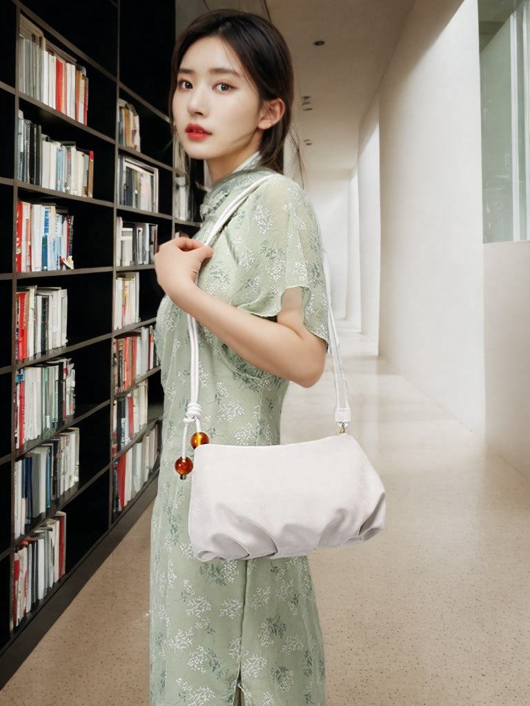 New Chinese Style Pleated Cloud Dumpling Bag Versatile Design Single Shoulder Women's Bag Textured Fashion Crossbody Women's Bag
