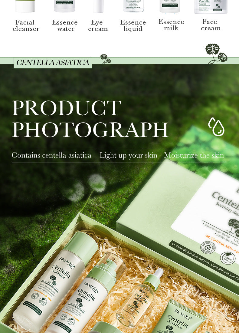 BIOAOUA Centella asiatica soothing and repairing six-piece set Moisturizing skin care product set  wholesale