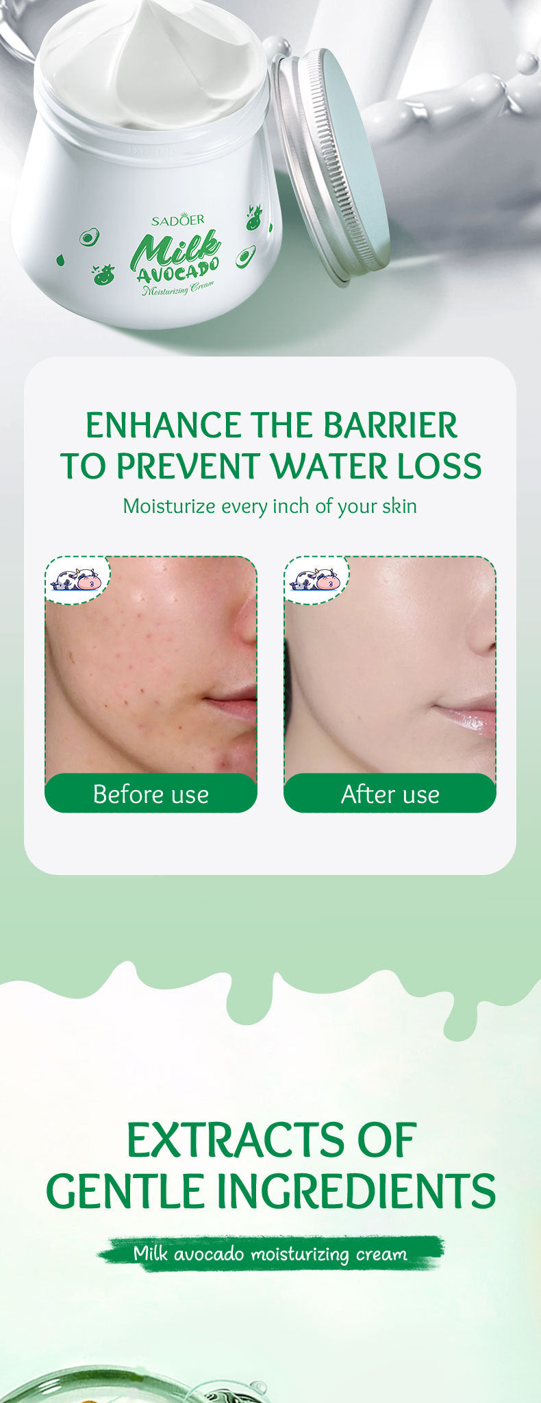 Milk Fruit Cream SADOER Smooth and delicate hydrating skin moisturizing cream cross-border foreign trade wholesale