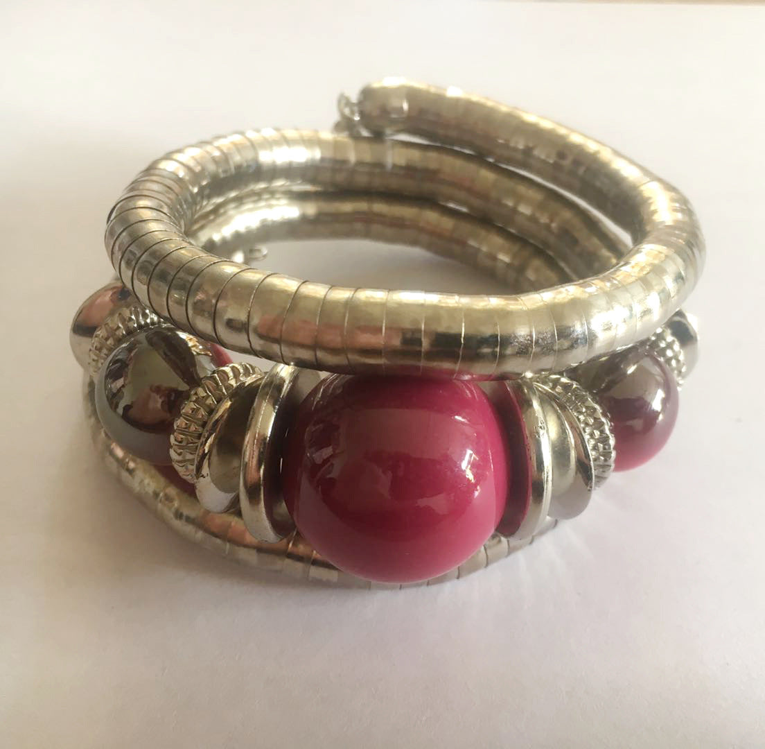 European and American Three-Circle Bracelet Creative Spacer Bead Elastic Snake Bone Bracelet Women's Layered Multi-Layer Bracelet