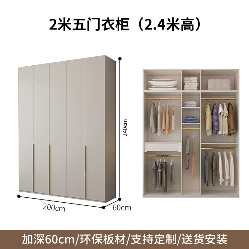 Custom Solid Wood Wardrobe for Home Bedroom Modern Simple Cream Style Hot-Selling Storage Cabinet One-Door to Ceiling Large Wardrobe