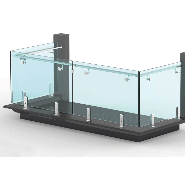 Modern clear Laminated Tempered Glass Balcony Railing Stainless Beautiful Designs