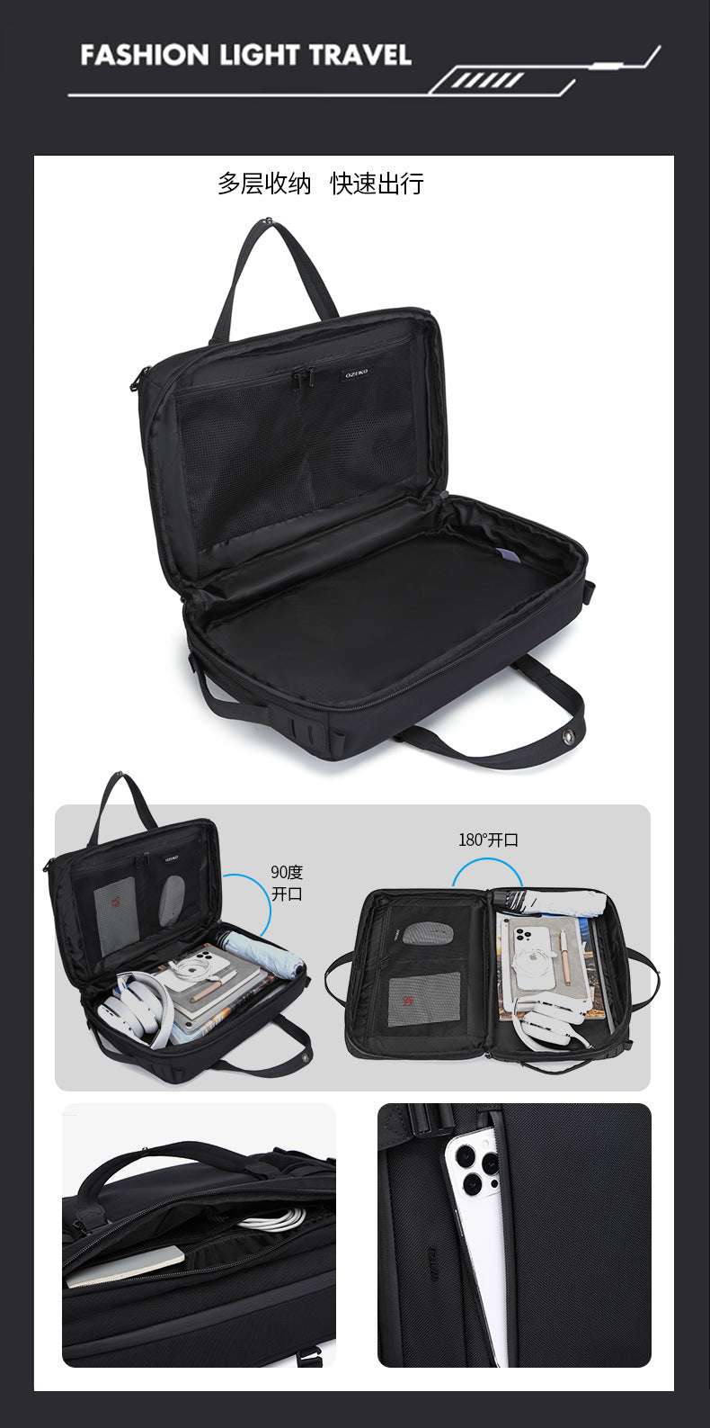 Business Computer Backpack Men's Multifunctional Large Capacity Waterproof Commuting Backpack Shoulder Portable Computer Bag