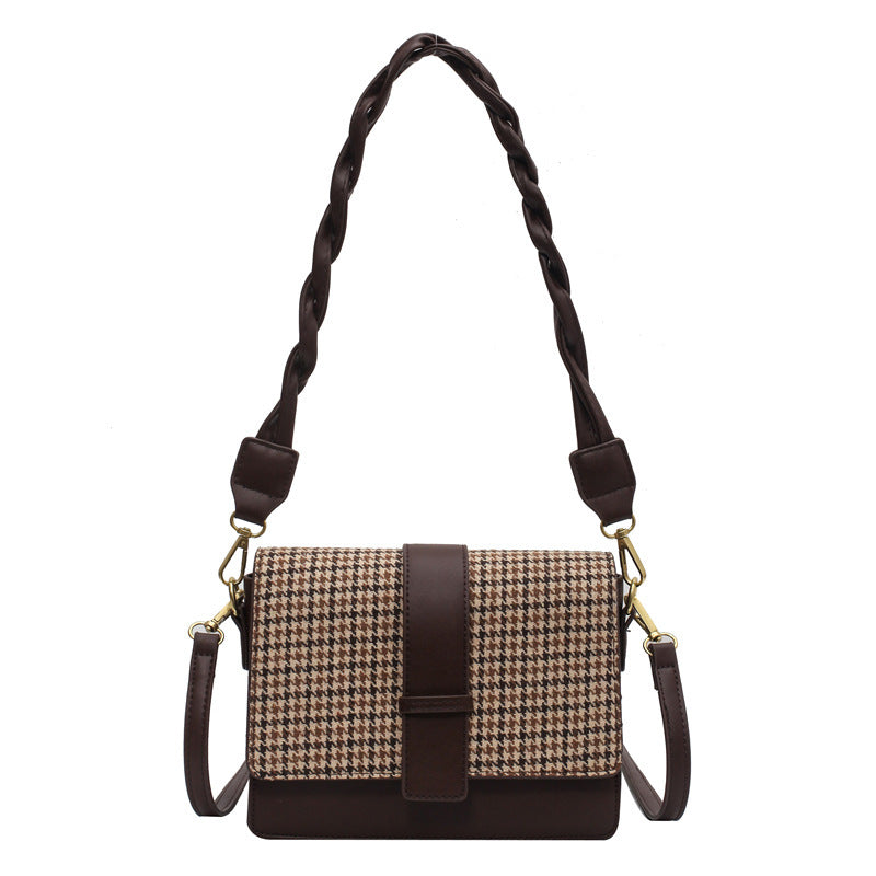 Trolis Houndstooth Bag for Women2024New Trendy Korean Version Niche Versatile Single Shoulder Crossbody Fashion Small Square Bag