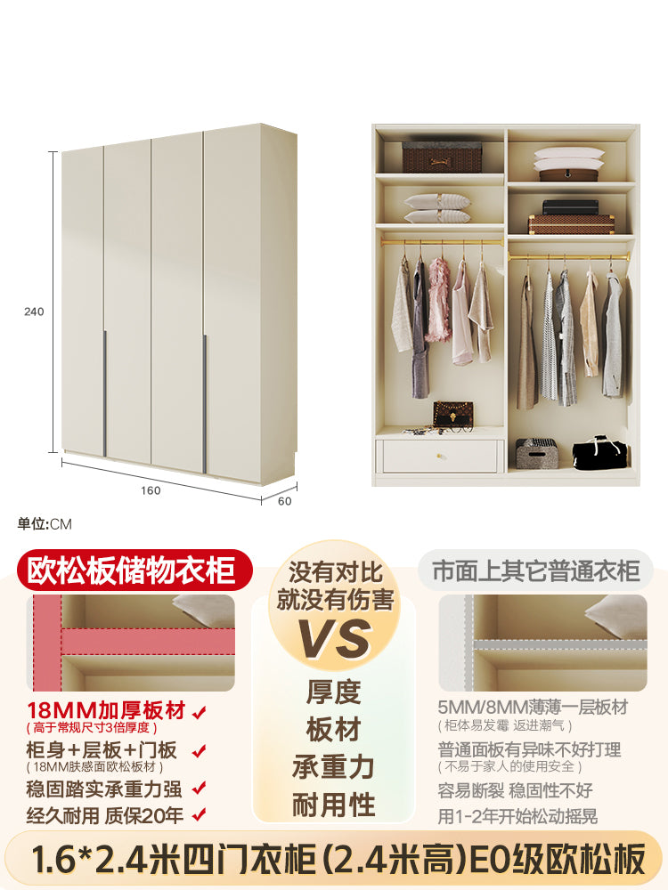 Custom Solid Wood Door-to-Ceiling Wardrobe2024Bestselling Home Bedroom E0Grade European Pine Board Storage Cabinet Furniture