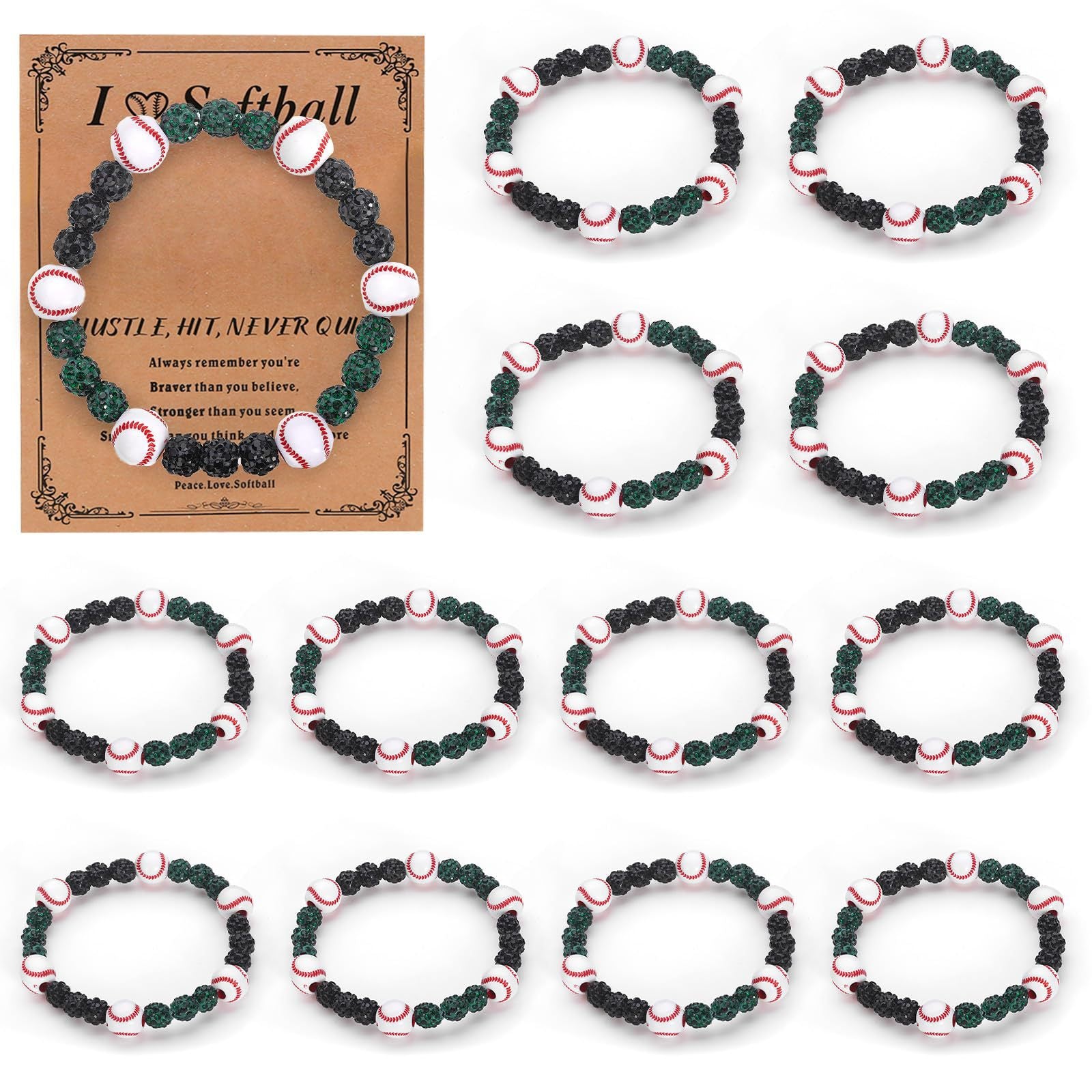 Clay Drill Ball Bracelet Shamballa Drill Ball Elastic Bracelet Sports Fan Gift Bracelet Red Stripe Baseball Bracelet