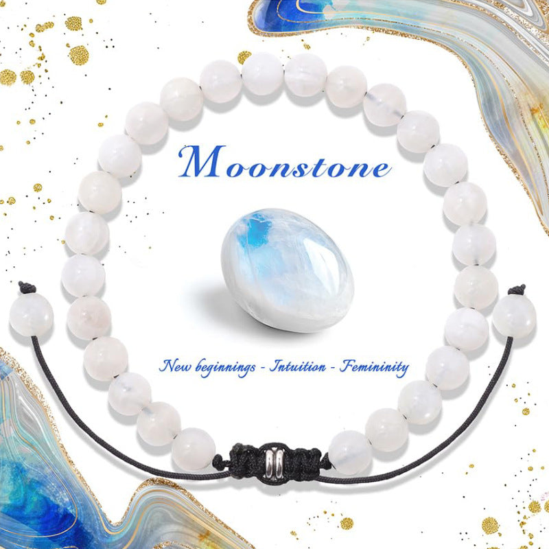 Natural Stone Crystal Beaded Bracelet4/6/8mm Chalcedony Turquoise Stretch Bracelet Lapis Tiger Eye Braided Bracelet