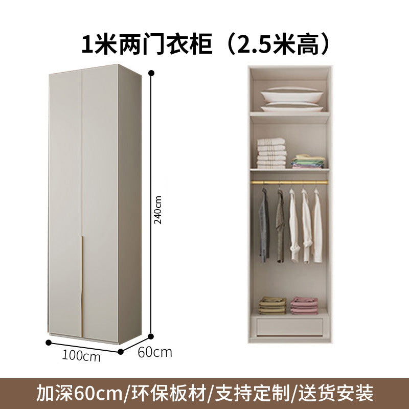 Custom Solid Wood Wardrobe for Home Bedroom Modern Simple Cream Style Hot-Selling Storage Cabinet One-Door to Ceiling Large Wardrobe