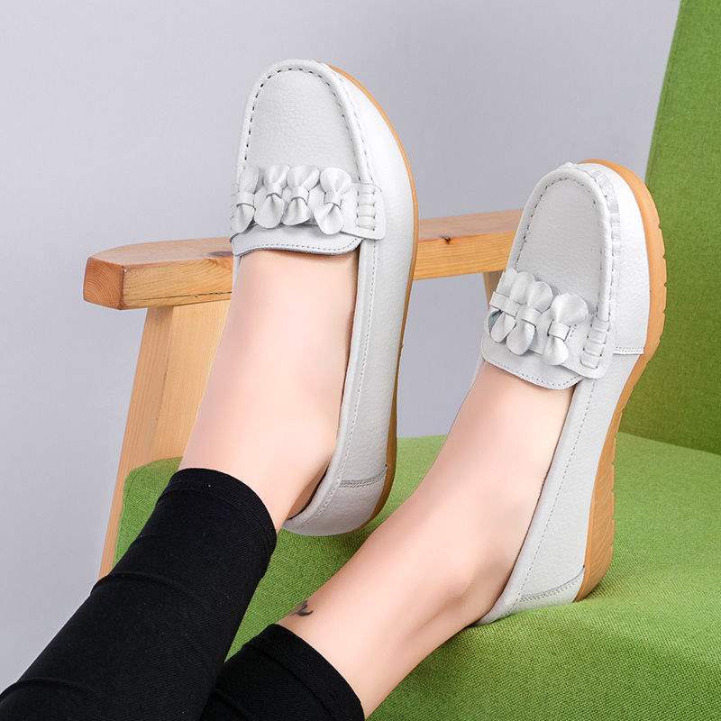 Women's Shiny Loafers2025Autumn New Style Wedge Mid-Heel Flat Shoes with Soft Sole for Moms