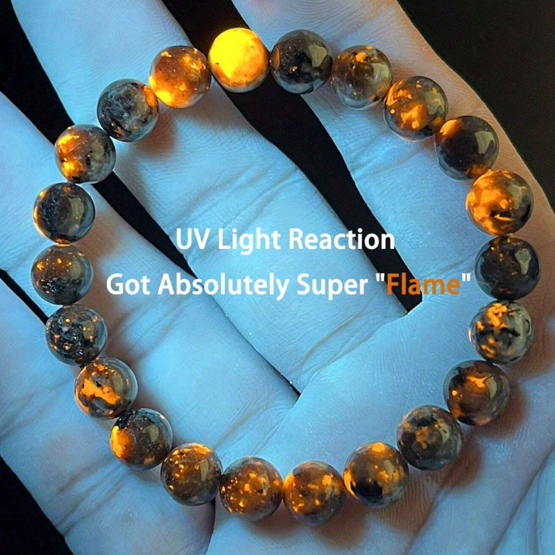 European and American Men's Natural Stone Bracelet New Arrival Beaded Bracelet ins Personalized Jewelry8mm Beaded Flame Stone Bracelet