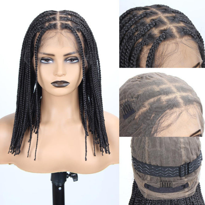 14 inch 360 Single Full Lace Braided Wigs for Black Women