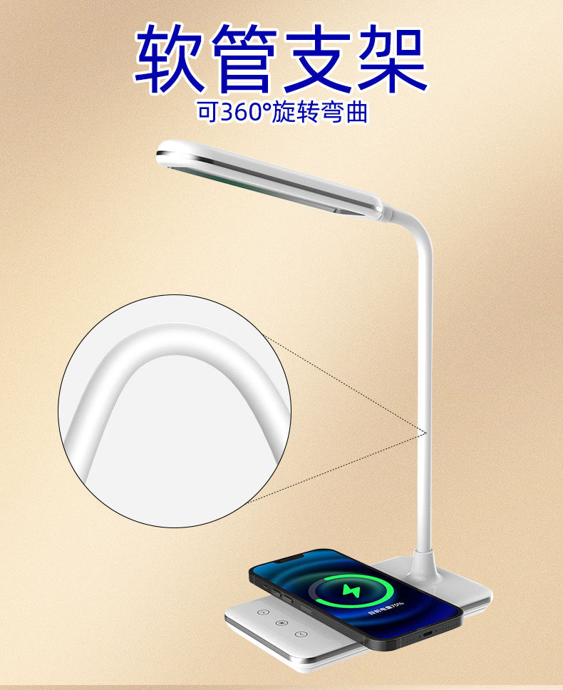 Amazon hot USB Foldable Gift Eye Protection Desk Lamp15W Wireless Charging Bedside Reading Lamp Desktop Study Lamp