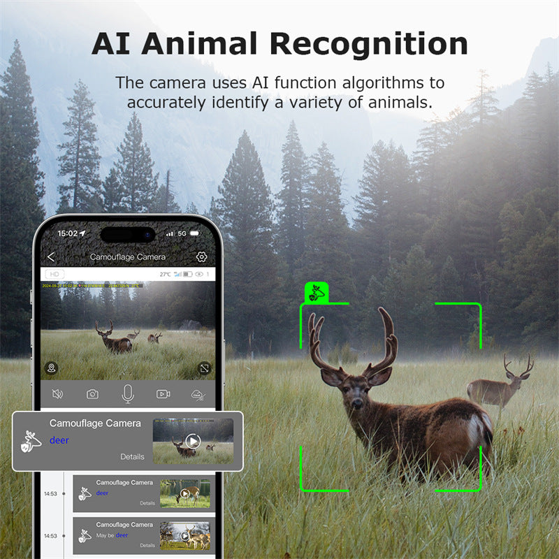 Manufacturer Private Model Outdoor Camouflage Camera3MPAI Animal Identification Pair PIR Induction4G Camera4G Remote Monitoring