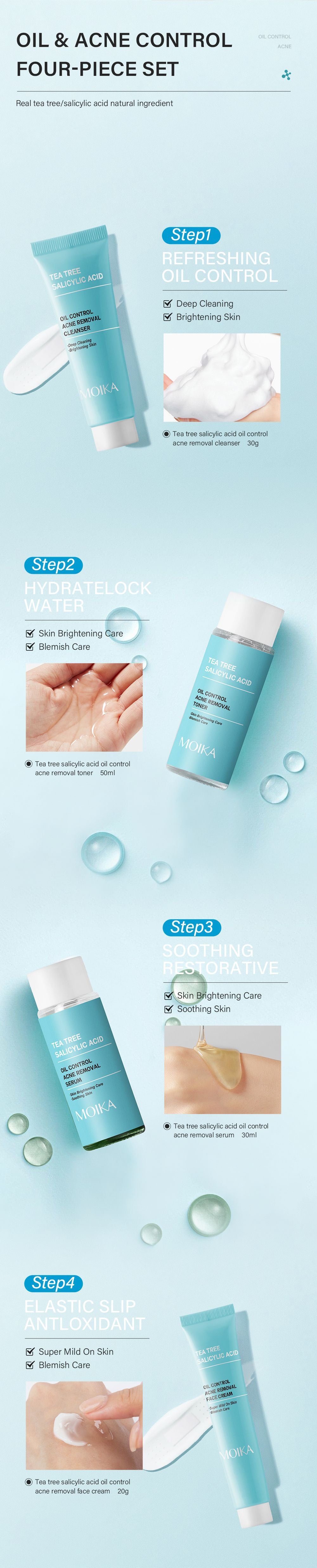 Specialized Full Salicylic Acid Acne Treatment Kit In Stock Wholesale Tea Tree Oil Control4Set