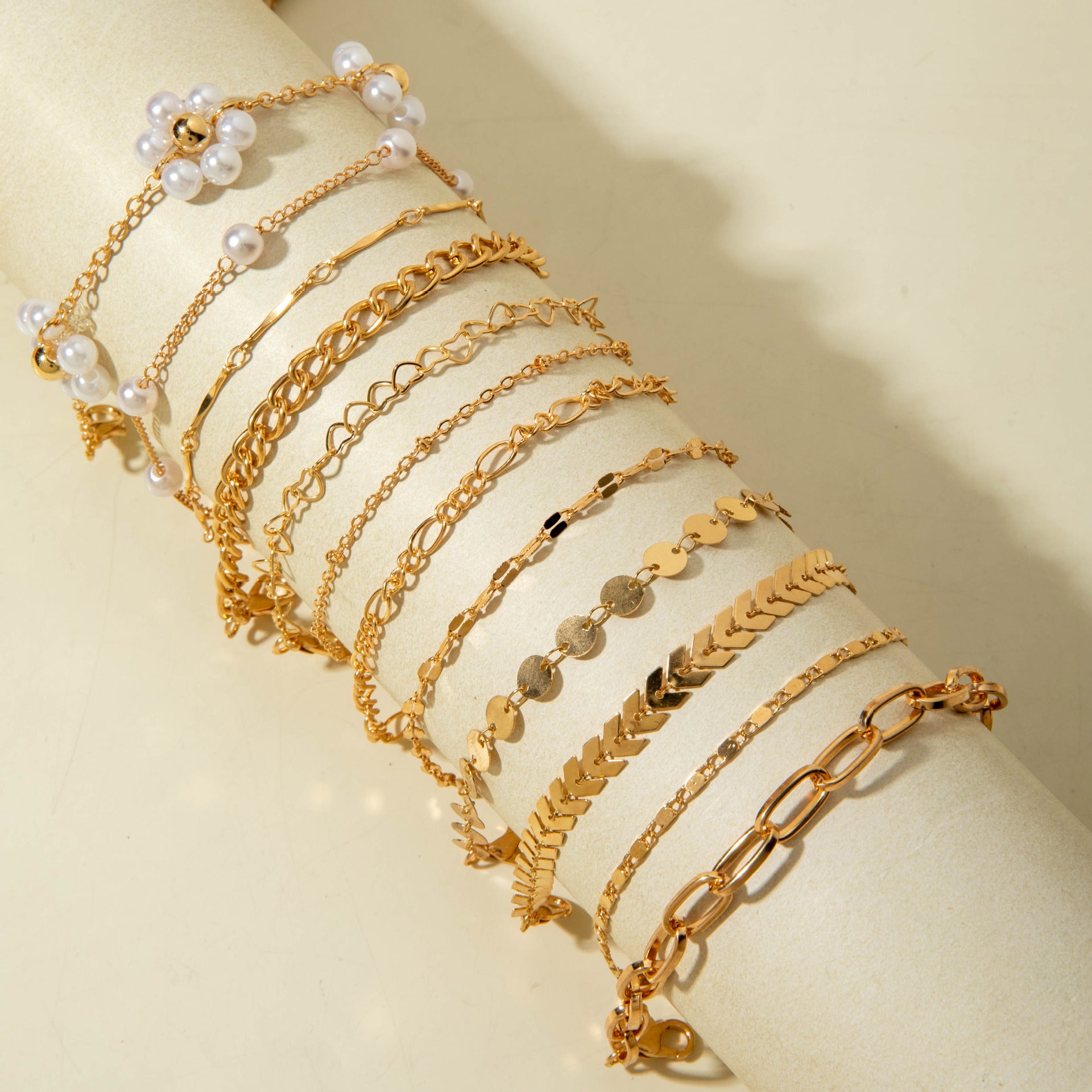 Fashionable Versatile Bracelet with Rhinestones and Imitation Pearl Set Ornament Wholesale Bracelets
