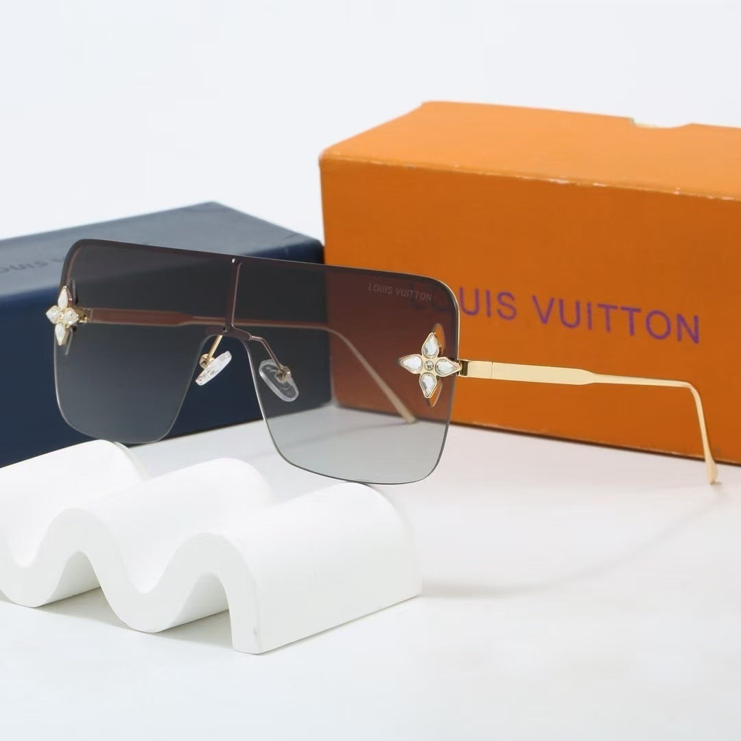 Lujia Fashion High-End Half-Frame Sunglasses with Rhinestone Decoration, High-Value for Parties, Shopping, Photos, and Daily Commuting OL
