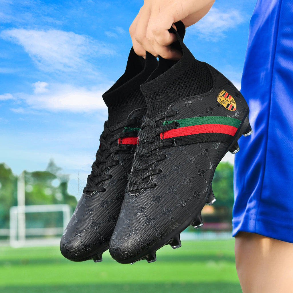 Hot-selling High-top Soccer Shoes tf Artificial Grass with Broken Nails AG Nail Leather Foot Men's and Women's Children's Youth Student Training Shoes