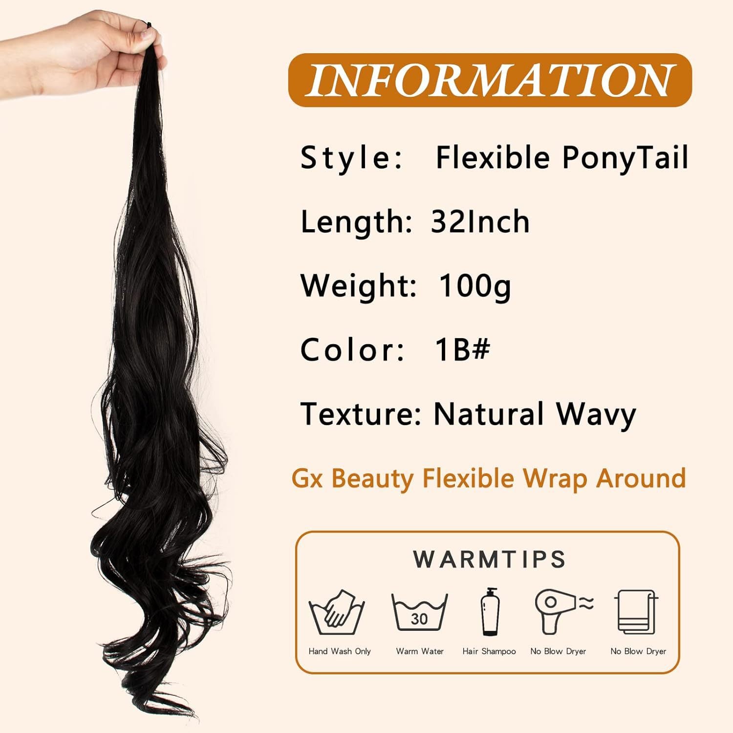 32Inch European and American Style Wig Ponytail for Women Wrap-around Ponytail Magic Wand Ponytail Wand Hair Ponytail