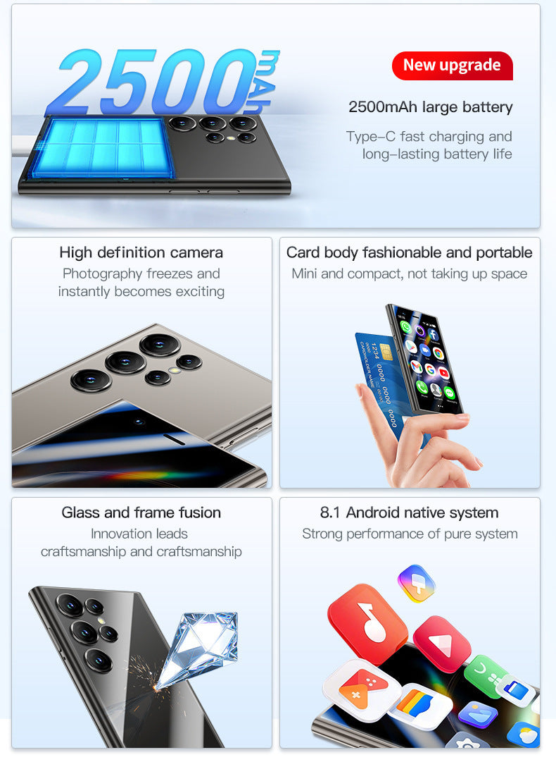 New Mobile Phone S25 Ultra Smartphone Dual SIM Mini Straight Touch Screen Android3G Ultra-small Mobile Phone