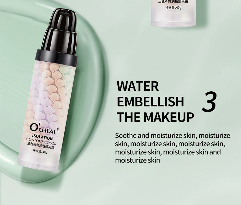 Three-Color Rainbow Isolation Cream Natural Brightening Isolation Cream Primer Bird Drool Spiral Three-Color Primer