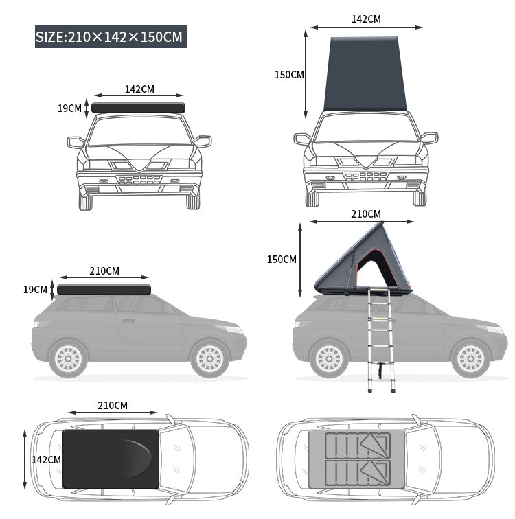 Hot Selling Car Roof Tent Outdoor Car Travel Hard Top Car Tent Outdoor Supplies Folding Camping Tent