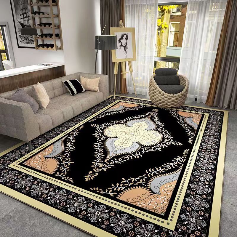 Bohemian Style Crystal Velvet Carpet Wear-Resistant and Dirt-Resistant Bedroom Non-Slip Bedside Rug Home Living Room Sofa Coffee Table Rug
