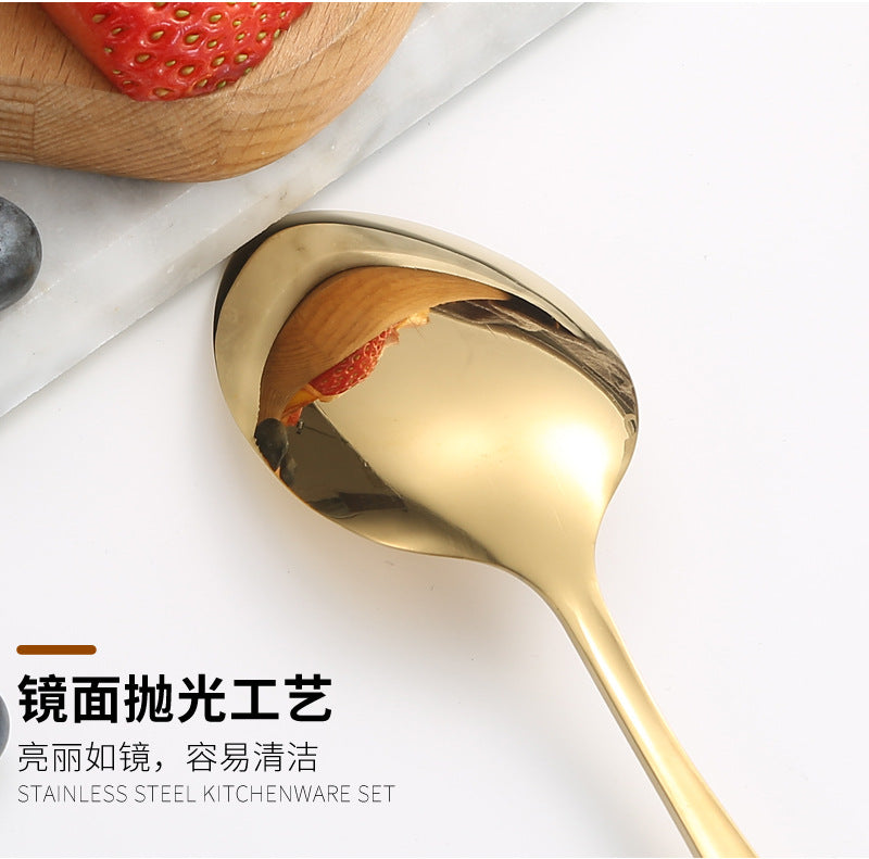 410Stainless Steel Tableware24Set of Hotel Western Dining Square Handle Steak Knife, Fork, Spoon, Tea Spoon