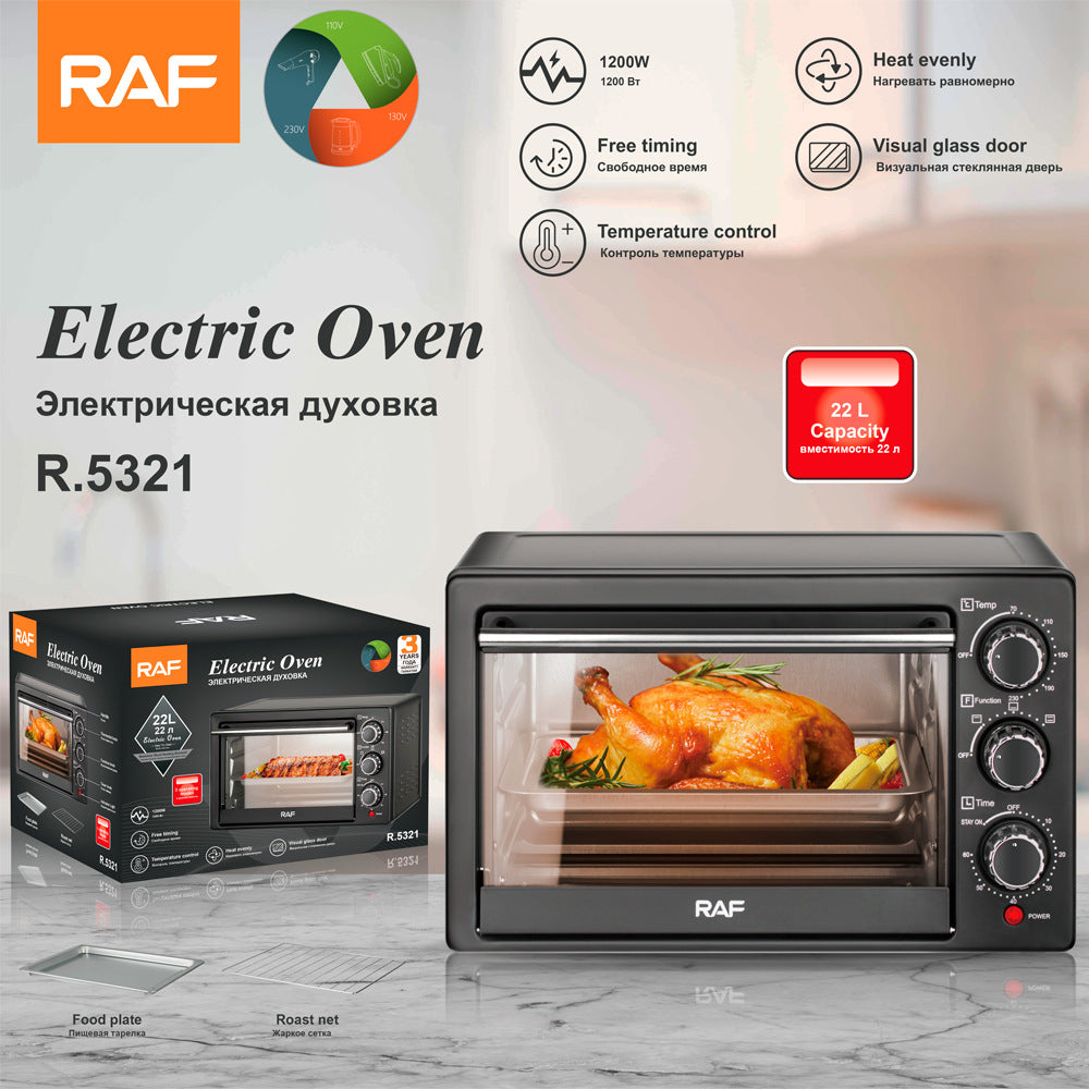 RAF European standard electric oven for home multifunctional baking22L Visual Oven French Fry Machine Cake Machine
