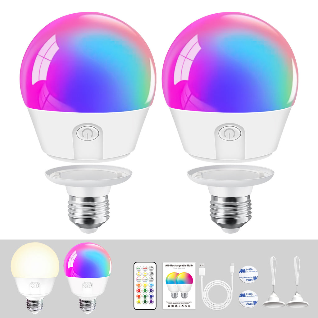 Rechargeable Light Bulb LED Bulb E26Screw Thread Household Lighting Electric Light Incandescent Chandelier Magic Color Bulb