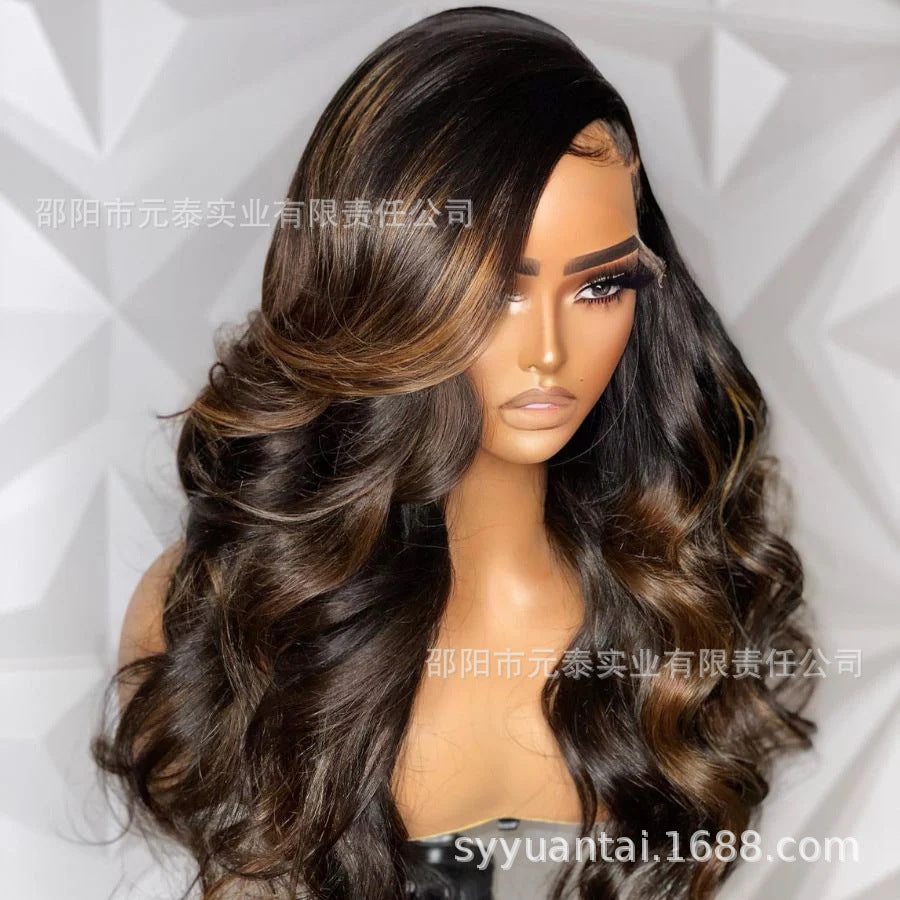 Highlight Lace Front Wig Ombre Light Brown Synthetic Wigs