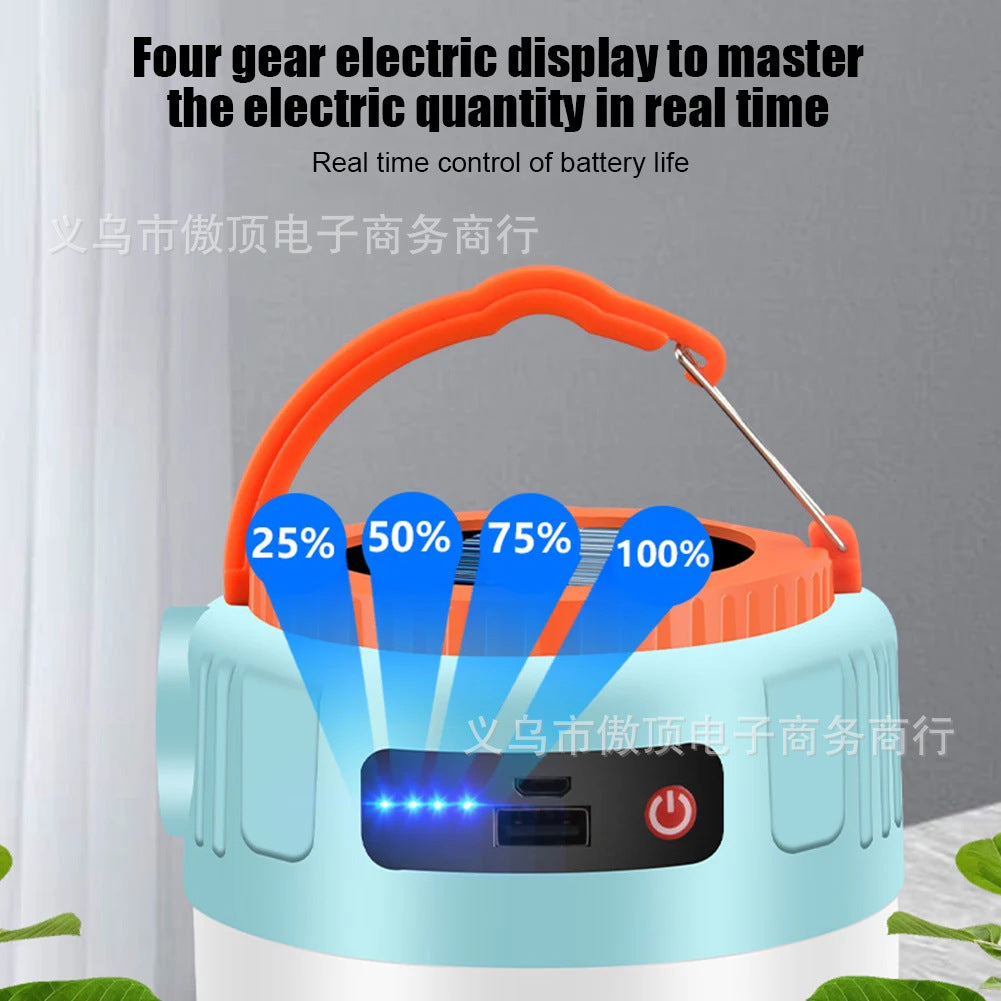 Solar Camping Light LED Outdoor Emergency Light USB Rechargeable Street Stall Night Market Remote Control Camping Light Flashlight